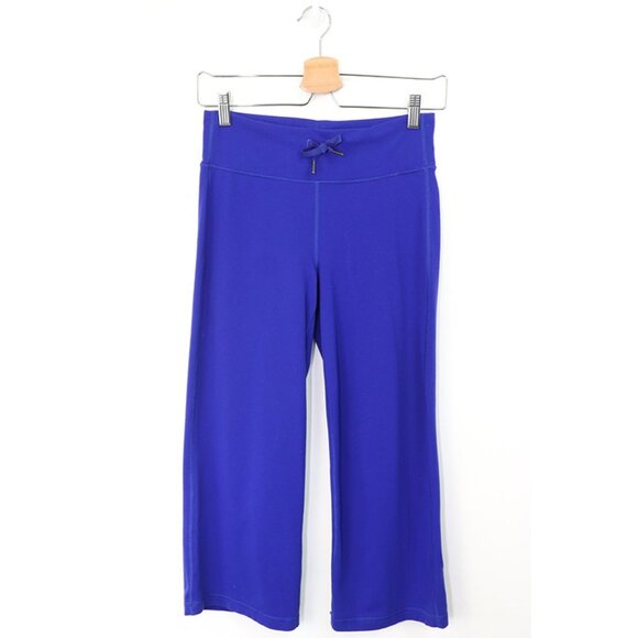 lululemon athletica Pants - Lululemon Wide Leg Pant Cropped Drawstring High Waist Culotte Sweatpant Blue 4